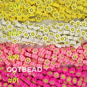 10mm Smiley Face Beads Polymer Clay Beads Rainbow Jewelry Beads, Craft Jewelry, DIY Jewelry Approximately 40 Beads per Strand ORG183