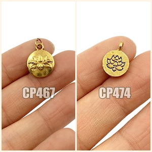 24K Gold Filled  Lotus Flower Pendant Necklace Bracelet Charm 12mm and 15x8mm PRP069