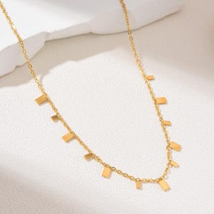 Gold Filled Multi Rectangle Charm Necklace, Dainty Minimalist Chain, Stainless Steel Jewelry, Elegant Layering Gift for Her, SNL030