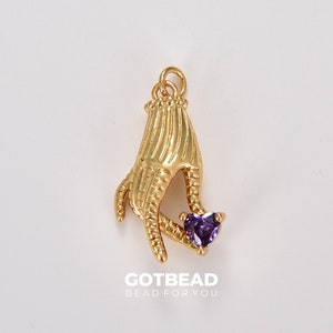 1pc Gold Filled Micro Pave CZ Heart Pendant Charm, Heart in Hand Micro Pave CZ Pendant Charm, Pendant for DIY Jewelry, 22x12mm, CP1733