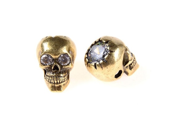 Micro Pave CZ Skull Connector Beads, CZ Clear Micro Pave Skull