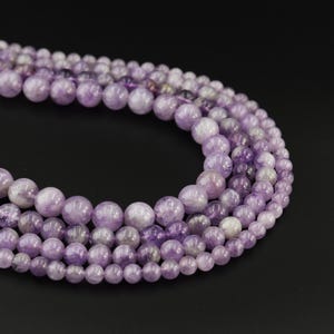 Natural Lavender Jade Gemstone Beads Premium Quality 15.5&quot; Full Strand Round Smooth 4mm 6mm 8mm 10mm 12mm Jewelry Making Supplies GRN008