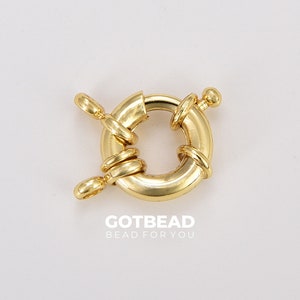 Gold   Sailor&#39;s Clasp, Large Spring Ring Include Loops for Large Necklace, Bracelet Findings, 13mm, 15mm, CL445