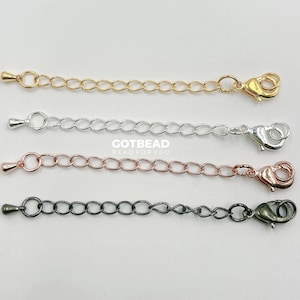 Gold Chain Extender for Necklace Bracelet Supply Component Findings Extenders Lobster Claw Clasps with Gold Extender Chain DIY009
