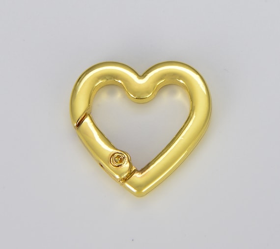 Chunky Gold Heart Spring Gate Ring Clasp, Push Gate Ring, Heart