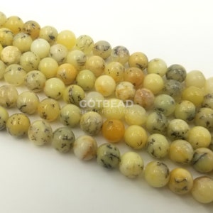 Opal Yellow Beads 100% Natural Yellow Opal Gemstone Beads 6mm and 8mm Round Gemstone Beads Gorgeous Natural Yellow Opal Beads GRN237