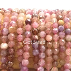 Natural Pink Tourmaline Faceted Rondelle Beads 4mm 15.5&quot; Strand, PRP118