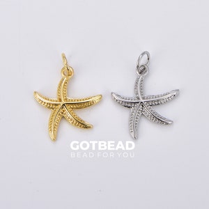 Tiny Mini Gold Starfish Charm Pendant, Small Star Fish Pendant, Gold Filled Under The Sea Necklace Earring Bracelet Jewelry Making, CP1900