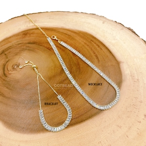1pc 16&#39;&#39; Ready to Use Tennis Chain, 18K Gold CZ Rectangle Tennis Chain, Bridesmaid Gifts, Wedding Gifts, CH232