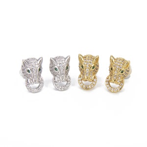 Panther CZ Micro Pave 18k Gold  Push Back Earrings, Leopard Earrings, Cat Earrings, Jaguar Earrings, Panther Earrings,14x8mm, ER088