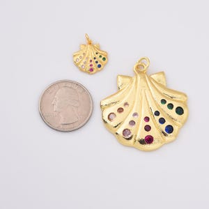 Clam Shell Charm, Gold Filled Sea Shell Pendant for Bracelet Earring Necklace Component, Minimalist Pendant, 19x16mm, CP1762