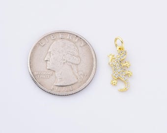Delikatny urok gekona, wisiorek jaszczurka wypełniony złotem, urok zwierzęcia gadów do naszyjnika, bransoletki, kolczyków, produkcja biżuterii, 20 x 8 mm, CP2174