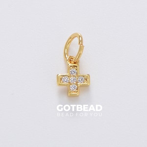 Dainty 24K Gold Filled Cross Charm, Small Cross Pendant, Tiny Cross Pendant for Necklace Bracelet Charm Supply Religious Jewelry, CP430