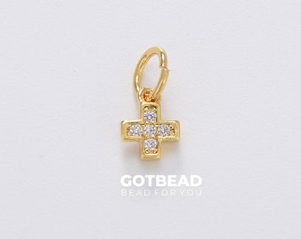 Dainty 24K Gold Filled Cross Charm, Small Cross Pendant, Tiny Cross Pendant for Necklace Bracelet Charm Supply Religious Jewelry, CP430
