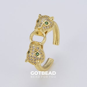 Panther Ring, Minimalist Ring, Animal Ring, Dainty 18K Gold Ring, Gold Leopard Open Ring, Animal Jewelry, Adjustable Ring, RG081