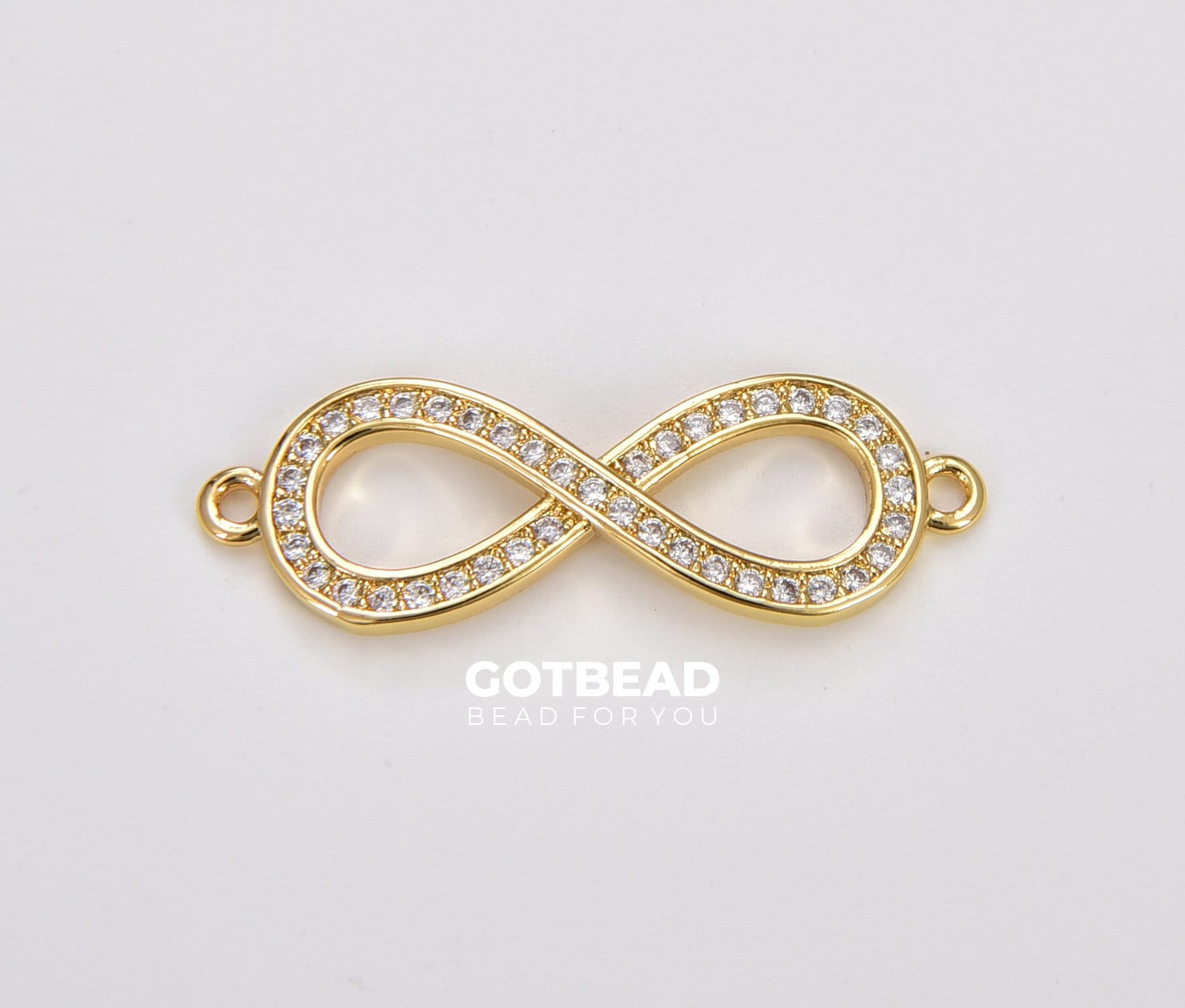 Infinity Symbol Connector CZ Micro Pave, 18K Gold Infinity Infinity Symbol Connector CZ Micro Pave, 18K Gold Infinity