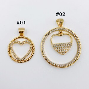 PRE-SELLING Heart Charm On Round Ring Gold Heart Charm 24K Gold Filled Necklace Pendant for Necklace Bracelet Charm Component Supply, CP1231