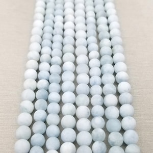 Aquamarine Round Bead Matte Grade AAA, Translucent Real Genuine Loose Beads, 8mm, 10mm, 12mm Full Strand 15.5 inches, OLD-GRN095