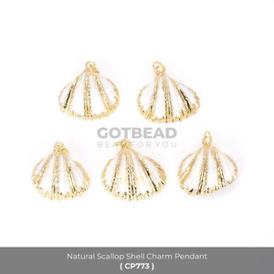 14K Gold Filled Natural Scallop Conch Hermit Crab Seashell High Grade Quality AAA Charm Necklace Pendant for Jewelry Making
