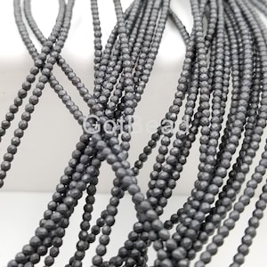 2mm or 3mm Matte Finish Hematite Faceted Black Beads Grade AAA Genuine Natural Gemstone Rondelle Beads, PRP150-A420