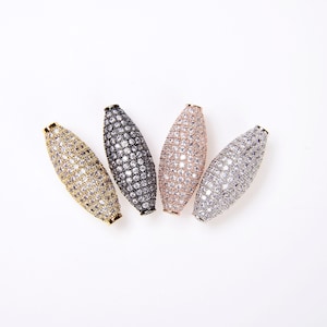 Oval Spacer Beads, Oval Connector, Round Shape Beads, CZ Micro Pave Oval Beads Spacer, DIY, Jewelry Making, 28x11mm, BD623-E21209