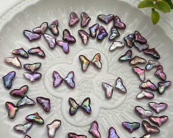 Purple Pearl Bead for Jewelry Making, Iridescent Fishtail Shape, Loose Focal for Necklace and Earring Designs 12-15mm FWP145