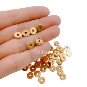 24K Gold   Gold   Rondelle Spacer Beads, Plain Beads, Seamless Roundel, Various Sizes, Spacer Beads, 4/5/6/8mm, SP068