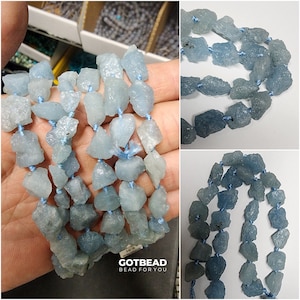 Clearance Sale: Raw Aquamarine - Genuine Gemstone Beads, 10-12mm, for Jewelry Making, COBD192
