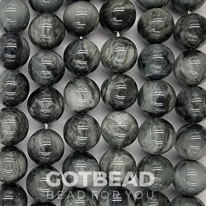 Eagle Eye Natural Gemstone Bead, Grade AA Hawk Eye Round Loose Beads, Genuine Hawk Eye Gemstone, 15.5&quot; Strand GRN049
