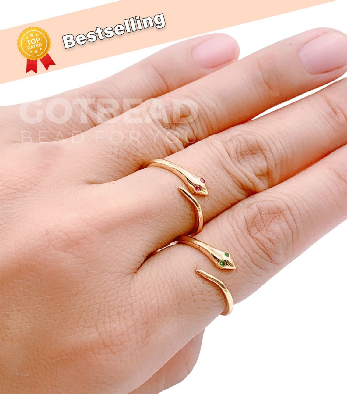 Snake Ring 14K Gold Serpent Ring Stackable Gold Ring Etsy