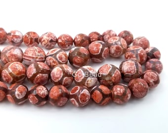Tibetan Agate Beads | Dzi Beads | Dyed Smoooth Spotted Brown Honeycomb Round Gemstone Beads - 8mm, 10mm, ORG134