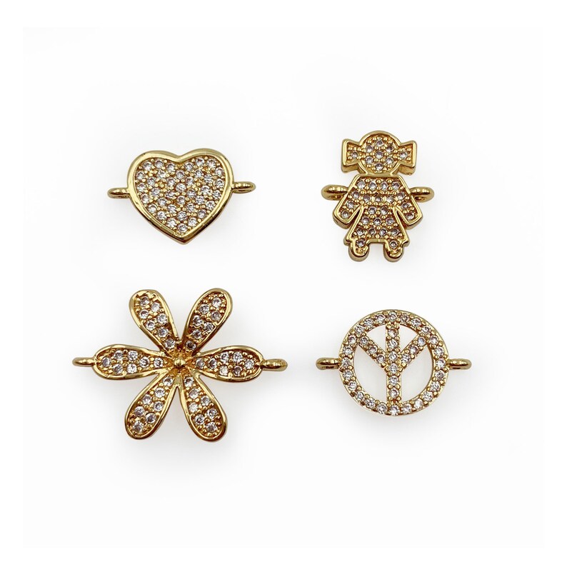 14K Gold Charm Connector Heart Connector Little Girl Etsy