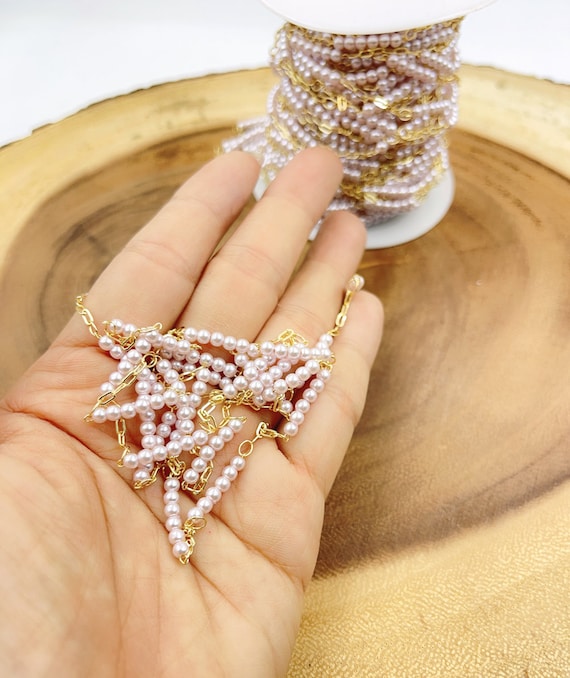 Pearl link chain for jewellery making best sale