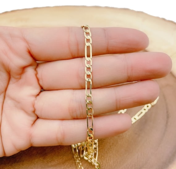 3mm Figaro Chain 24k Gold Figaro Chain Flat Figaro Chain Jewelry