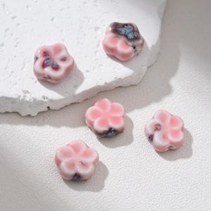Ceramic Star Flower Beads for Jewelry Making Hand-Painted Clay Beads, Floral Spacer Beads, DIY Earring & Bracelet Supplies 15x6mm ORG244