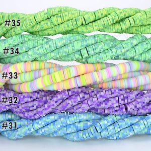 6mm Polymer Clay Heishi Disc Beads Rainbow Color Beads, Bright Multi Color Disc Beads, High Quality Heishi Disc Beads, Full Strand ORG156