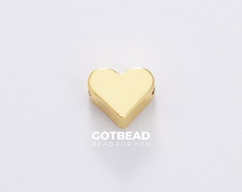 Cuentas espaciadoras de corazón delicadas, cuentas espaciadoras de corazón doradas, cuentas espaciadoras de latón, cuentas espaciadoras de corazón pequeñas para pulsera y collar en oro de 18 quilates, BD090