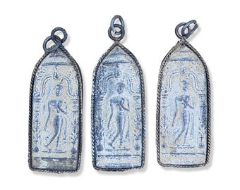 Walking Buddha Amulet Charm, Buddha Amulet Pendant, Protection Charm, Guanyin Pendant Necklace, Good Luck Charm, 55x18mm, CP2127