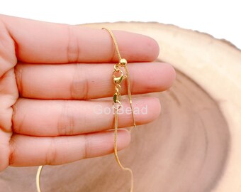 24K Gold  Snake Chain Necklace, 18" Adjustable Dainty Gold Snake Chain Layering Necklace for Pendant Charm Necklace Making, CH175