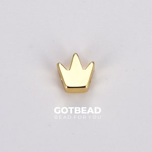 18K Gold  Dainty Crown Spacer Beads, Crown Beads, Crown Bracelet Connector for Bracelet Jewelry Making Supply Findings, 5mm, BD089