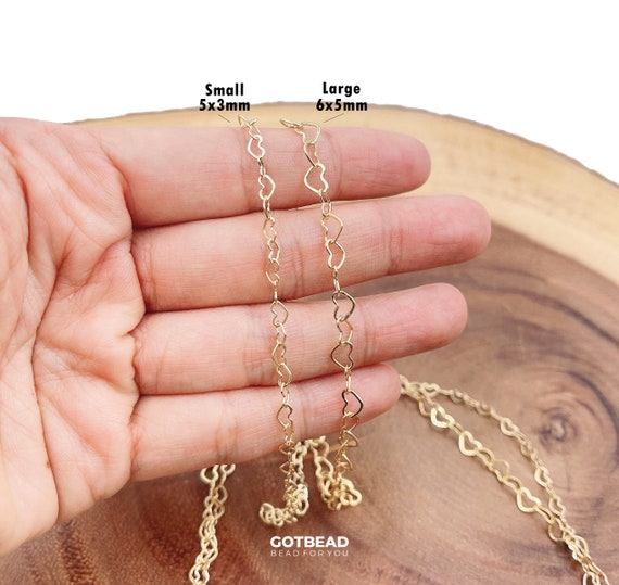 Heart Charm 18K Gold Chain by Yard 