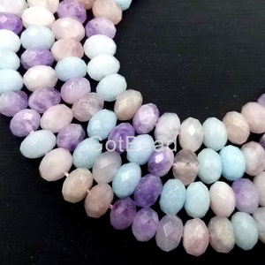 Genuine Faceted Morganite Irregular Rondelle Beads Approx 8x6mm 15.5&quot; Strand, GRN210