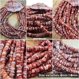 AAA Natural Spiny Oyster Shell Bead Rondelle Shape, Gorgeous Natural Dark Orange Color Spiny Oyster Shell High quality bead 6mm 8mm, PRP833
