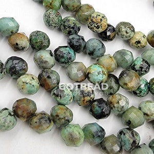 50 peças e 100 peças pedras preciosas facetadas turquesa africana 7x6mm contas redondas 15.5 &quot;fio prp652