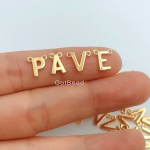 14K Gold   Personalized Initial Charm Initial Pendant, Letter Charm, Minimalist Alphabet Letter Charm for Bracelet Necklace, CN370