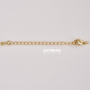 18K Gold  Chain Extender for Necklace Bracelet Supply Component Findings Extenders w/ Ball Beads + Spring Clasp, 75mm, DIY008