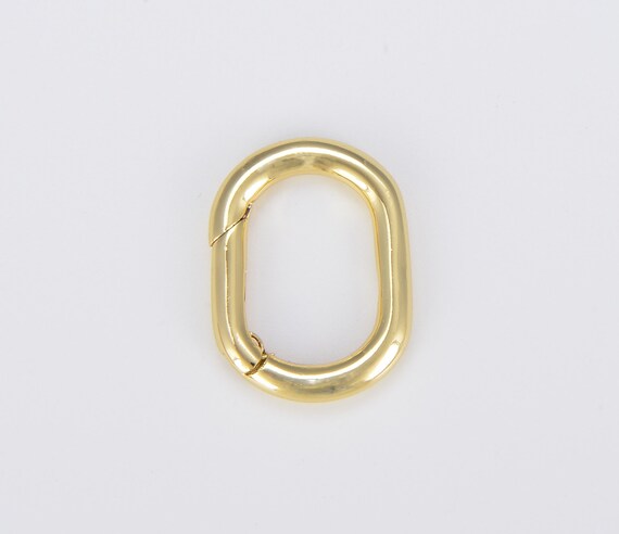Carabiner Spring Push Clasp, 18K Gold Clasp, Screw Clasp Oval Lock