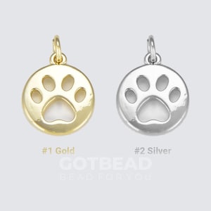 Ciondolo con impronta di zampa riempito in oro 18 carati, ciondolo con impronta di zampa di cane/gatto, adorabile regalo per gli amanti degli animali domestici, ciondolo per collare di cane, 18 x 13 mm, CP1525