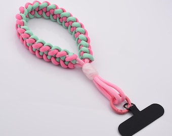 Handgemaakte paracord-telefoonpolsband | Kleurrijk draagkoord voor mobiele telefoon | Duurzame sleutelhanger met polsbandje voor iPhone, Samsung, Android en meer