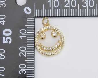 アクセサリー Smile 18K Gold Filled Micro Pave Charm Dainty Happy Smile Pendant Gold